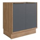 Balcão Cozinha Modular 100% MDF Édez Uno, 2 Portas e 80 cm, Grafite e Louro Freijó