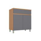 Balcão Cozinha Nesher Realeza c/ 2 Portas 1Gav 80cm Carvalho/Titânio