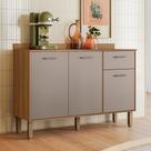 Balcão Cozinha Paolla 120cm 3 Portas 1 Gaveta Ipê/Fendy - Nicioli Balcão Cozinha Paolla 120cm 3 Portas 1 Gaveta Ipê/Fendy - Nicioli
