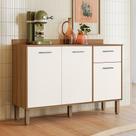 Balcão Cozinha Paolla 120cm 3 Portas 1 Gaveta Ipê/OFf White - Nicioli