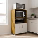Balcão Cozinha para Forno Elétrico Micro-Ondas Multiuso com 2 Portas e 4 Pés Helena 65x120cm Marrom/Canela/Off White