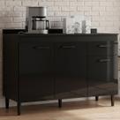 Balcão Cozinha Pia 120cm com Tampo Classic P11 Preto/Marmore - Mpozenato Balcão Cozinha Pia 120cm com Tampo Classic P11 Preto/Marmore - Mpozenato
