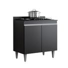 Balcão Cozinha Preto 80cm 2 Portas - Vallisa Decor