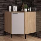 Balcão de Canto Oblíquo para Cozinha 1 Porta Oak/Cinza Urbano - Amália Móveis Sul