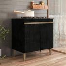 Balcão de Cooktop para Cozinha Milão com 2 Portas Menu Móveis Preto Balcão de Cooktop para Cozinha Milão com 2 Portas Menu Móveis Preto