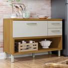 Balcão De Cozinha 1 Porta 2 Gavetas Com Caixa Organizadora 120Cm Princesa 100% Mdf