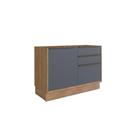 Balcão de Cozinha 100% MDF Herval Ten, 1 Porta 3 Gavetas 120 cm, Com Divisor de Talheres, Grafite e Louro Freijó