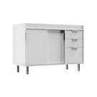 Balcão de Cozinha 114cm 100% MDF 2 Portas Correr 3 Gavetas