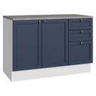 Balcão de Cozinha 120 cm 2 Portas 3 Gavetas Branco/Azul Vik Madesa Balcão de Cozinha 120 cm 2 Portas 3 Gavetas Branco/Azul Vik Madesa