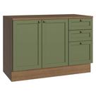 Balcão de Cozinha 120 cm 2 Portas 3 Gavetas Rustic/Verde Vik Madesa