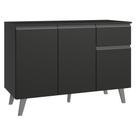 Balcão de Cozinha 120 cm 3 Portas 1 Gaveta Com Pés Preto Nice Madesa