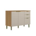 Balcão de Cozinha 120 Cm Selene 2 Portas 3 Gavetas 100% Mdf Jequitibá/Off White Fosco - Linea Brasil
