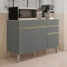 Balcão de Cozinha 120 Cm Silver 3 Portas 1 Gaveta Gris - Pnr Móveis