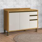 Balcão de Cozinha 120 Cm Tempranillo 2 Portas 3 Gavetas 100% Mdf Amêndoa/Off White - Rio Doce