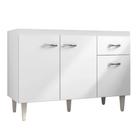 Balcão de Cozinha 120cm Diana 3 Portas S/ Tampo Branco/Preto Flex - Bela Móveis