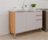 Balcão de Cozinha 120cm Divina Celeste 100% MDF 2 Portas 2 Gavetas Cinamomo/Off White MGM Moveis