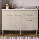 Balcão de Cozinha 120cm MDP Sem Pia 3 Portas 1 Gaveta Pátina Cintra Arte Cas