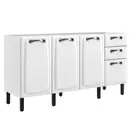 Balcão de Cozinha 160cm Aço 4 Portas 2 Gavetas Armário Modular Organizador Compacto Branco