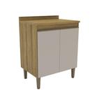 Balcão de Cozinha 2 Portas com Tampo Margarida 70cm Cor Mel/Arenas - Mademóvel Balcão de Cozinha 2 Portas com Tampo Margarida 70cm Cor Mel/Arenas - Mademóvel