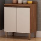 Balcão de Cozinha 2 Portas Ebano Fosco/Off White Fosco 1304m - Genialflex