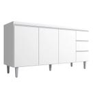 Balcão de Cozinha 3 Portas Andréia 150 cm Branco Com Tampo MDP AJL Móveis Balcão de Cozinha 3 Portas Andréia 150 cm Branco Com Tampo MDP AJL Móveis