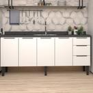 Balcão de Cozinha 4 Portas 3 Gavetas 192cm Júpiter Branco Balcão de Cozinha 4 Portas 3 Gavetas 192cm Júpiter Branco