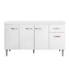 Balcão de Cozinha 4 Portas Gabriela 150 cm Branco Com Tampo MDP AJL Móveis Balcão de Cozinha 4 Portas Gabriela 150 cm Branco Com Tampo MDP AJL Móveis