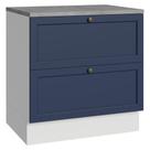 Balcão de Cozinha 80 cm 2 Gavetas Branco/Azul Vik Madesa Balcão de Cozinha 80 cm 2 Gavetas Branco/Azul Vik Madesa
