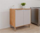 Balcão de Cozinha 80cm Divina Celeste 100% MDF 2 Portas Cinamomo Off White MGM Moveis