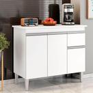 Balcão De Cozinha Ambiente Tatiane Com Tampo 100cm Branco Brilho - Ajl