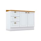 Balcão de Cozinha Americana p/ Pia 3 Gavetas e 2 Portas c/Tampo 120cm Branco - Henn