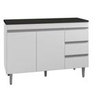 Balcão De Cozinha Andréia Branco Com Tampo 120 Cm Preto Fosco - Ajl