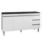 Balcão de Cozinha Andréia Branco com Tampo 150 cm Preto Fosco AJL Balcão de Cozinha Andréia Branco com Tampo 150 cm Preto Fosco AJL