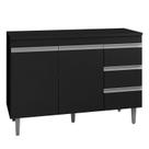 Balcão de Cozinha Andréia com Tampo 120 cm Preto Fosco - AJL Balcão de Cozinha Andréia com Tampo 120 cm Preto Fosco - AJL