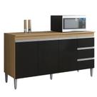 Balcão de Cozinha Andréia com Tampo 150 cm Amendoa Preto - AJL Balcão de Cozinha Andréia com Tampo 150 cm Amendoa Preto - AJL