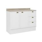 Balcão de Cozinha Bella 2608 2 Portas e 3 Gavetas s/Tampo 120cm Branco - Carraro