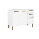 Balcão de Cozinha Bella c/ 3 Portas e 2 Gavetas s/ Tampo 120cm Branco - Bertolini