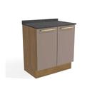 Balcão de Cozinha Botanic M623 c/ 2 Portas c/Tampo - Kappesberg Nogueira/Fendi/Cinzel - Kappesberg