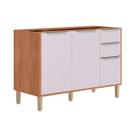Balcão de Cozinha Brilhante c/ 3 Portas e 2 Gavetas s/Tampo 120cm Cinamomo/Off White - MGM