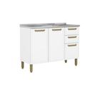 Balcão de Cozinha c/ Pia Bella c/ 3 Portas e 2 Gavetas 120cm Branco - Bertolini
