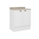 Balcão de Cozinha c/ Tampo Bella 2609 c/ 2 Portas 80cm Branco - Carraro