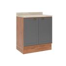 Balcão de Cozinha c/ Tampo Bella 2609 c/ 2 Portas 80cm Nogal/Cinza - Carraro