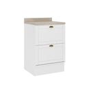 Balcão de Cozinha c/ Tampo Bella 2610 c/ 2 Gavetas 60cm Branco - Carraro