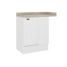 Balcão de Cozinha c/ Tampo Bella 2611 Canto Reto c/ 1 Porta 94cm Branco - Carraro