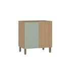 Balcão De Cozinha Canto Reto 80cm 1 Porta Sem Tampo Slim Luc Freijó/verde Jade