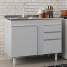 Balcão de Cozinha com Pia Inox 100cm Luziania Cinza Claro - Lumil Balcão de Cozinha com Pia Inox 100cm Luziania Cinza Claro - Lumil