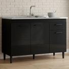 Balcão de Cozinha com Pia Inox 120cm 3 Portas Classic P11 Preto - Mpozenato Balcão de Cozinha com Pia Inox 120cm 3 Portas Classic P11 Preto - Mpozenato