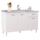 Balcão de Cozinha com Pia Inox 120cm Classic Z46 Branco - Mpozenato