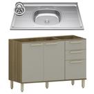 Balcão de Cozinha Com Pia Inox 120cm Nádia Mocca/Avelã L01 - Mpozenato
