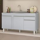 Balcão de Cozinha com Pia Inox 150cm Dakota Cinza Claro - Lumil